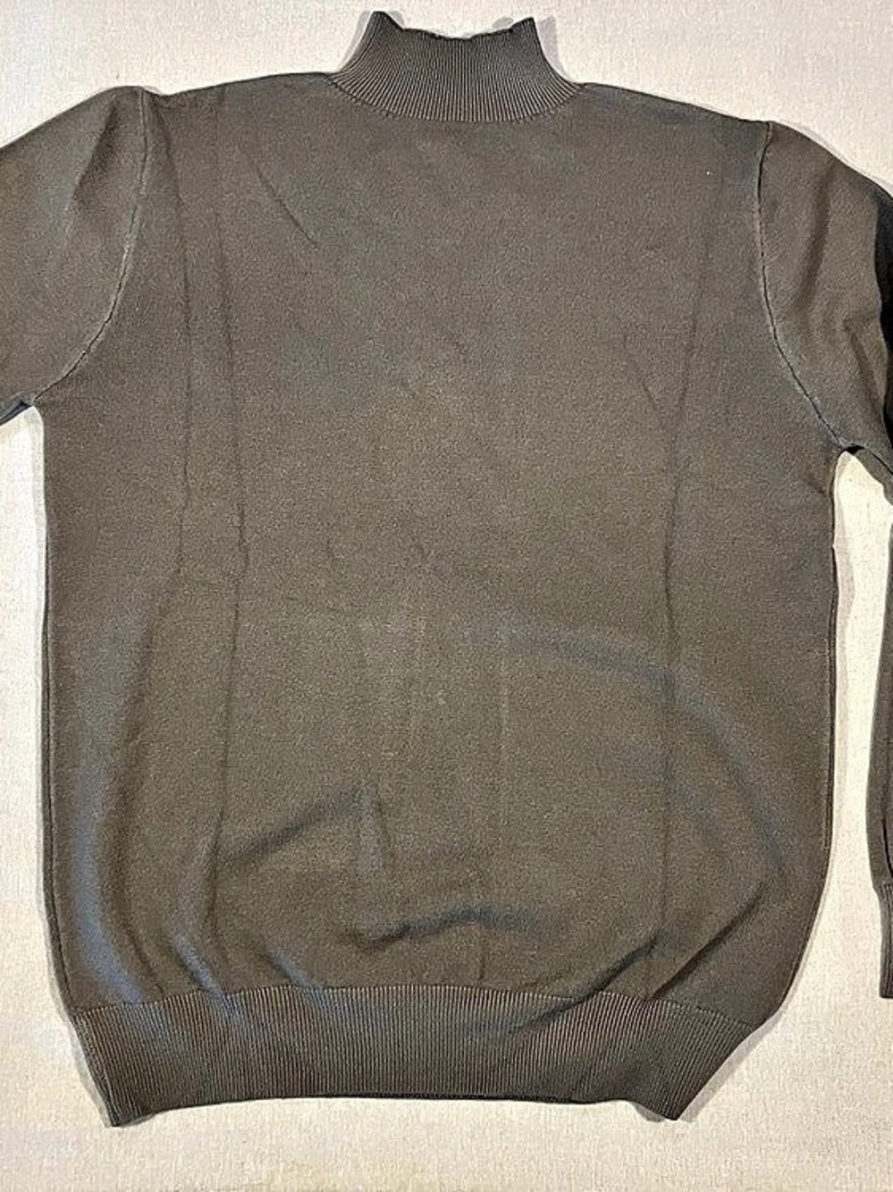 Men’s Large Gray Mock Turtleneck Sweater Fine Knit Classic Pullover